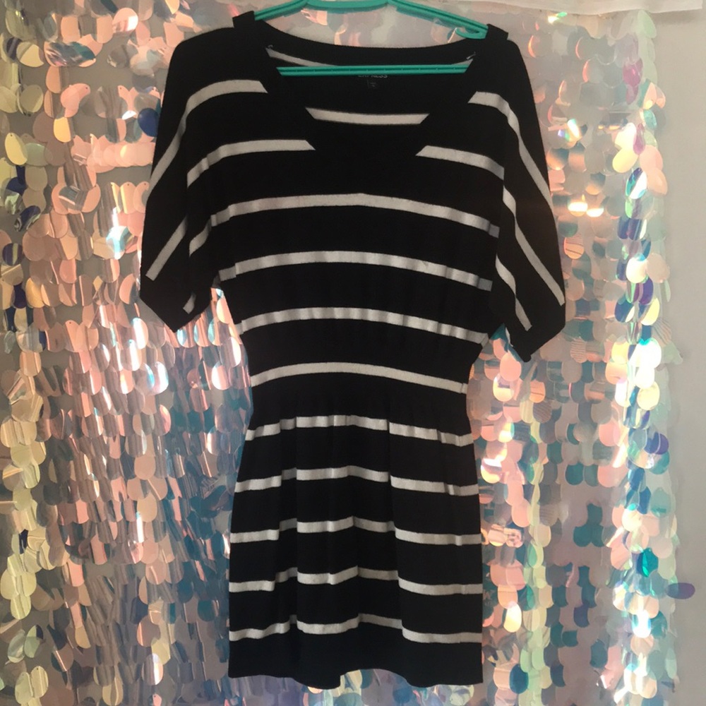 Express Black White Striped Sweater Dress
